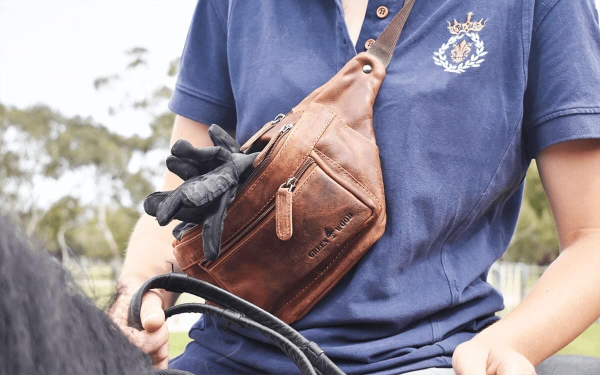 bauchtasche, gürteltasche aus leder für herren