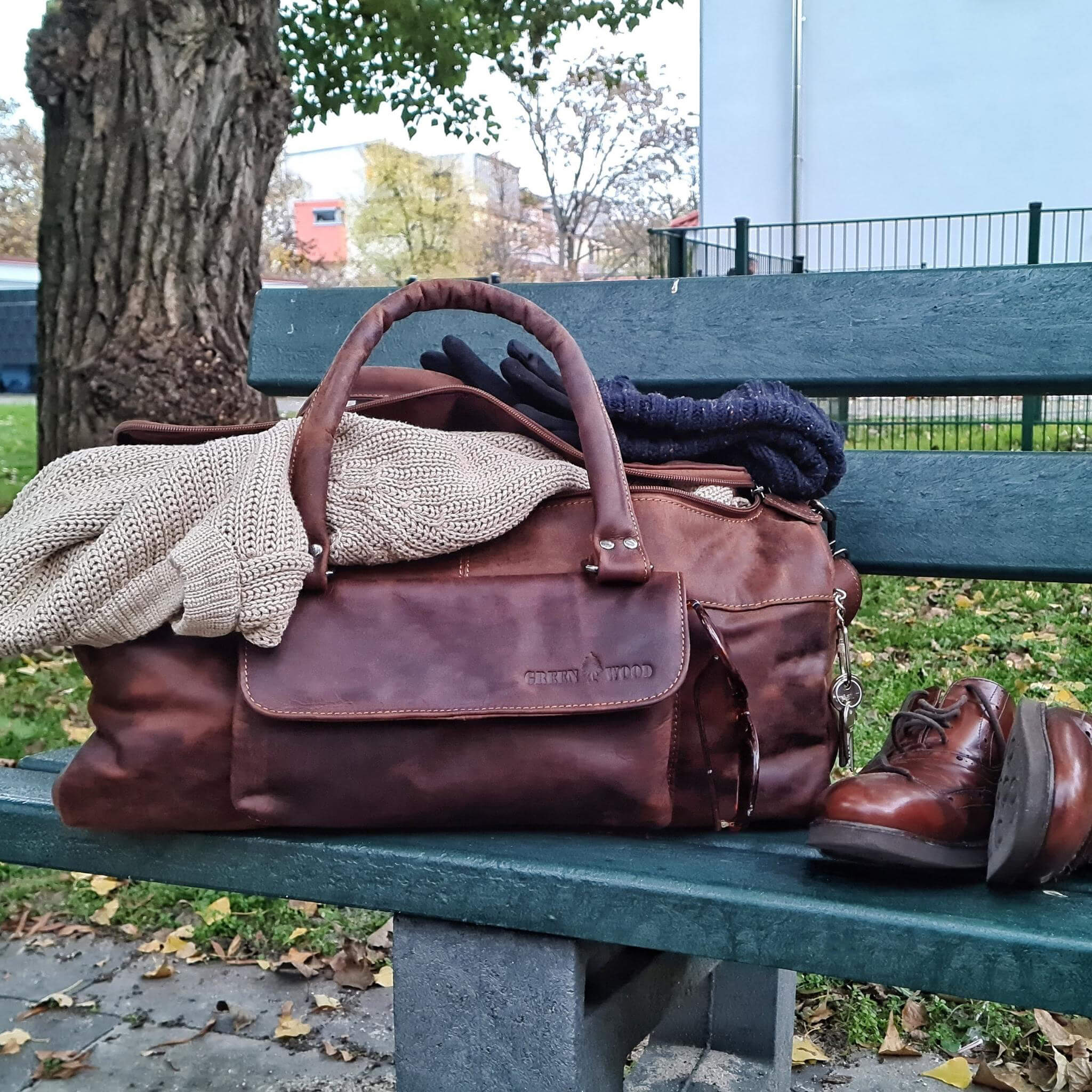 weekender, reisetasche für herren aus leder