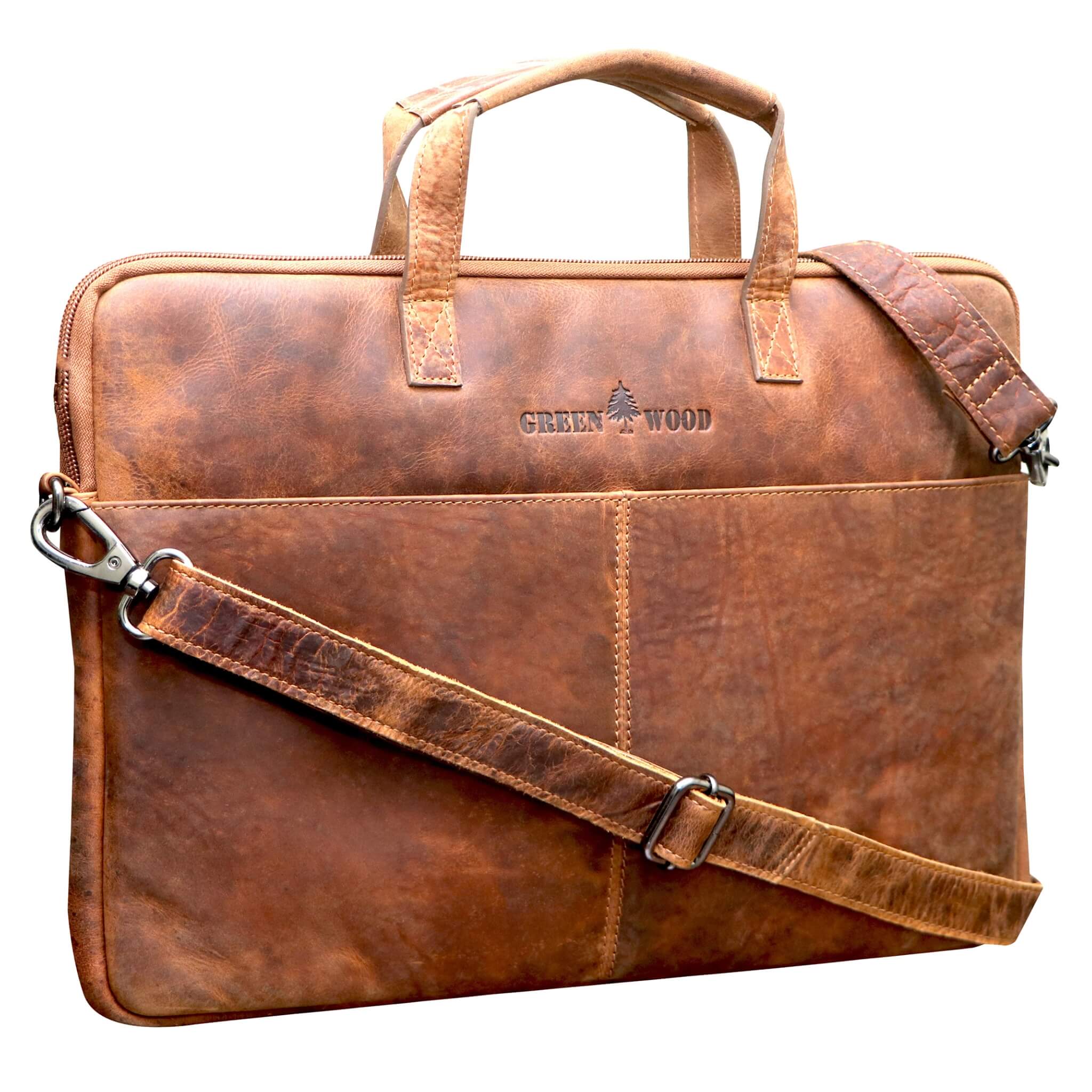 Fred Laptoptasche 13 Zoll Leder mit abnehmbarem Schultergurt Macbook Air Hülle
