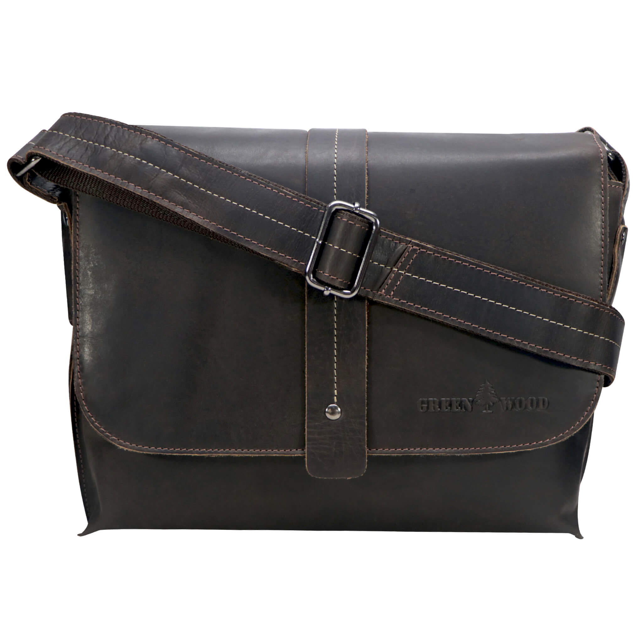 Chris Ledertasche Herren Umhängetasche Breiter Gurt Damen 13,3 Zoll