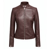 Ingrid Lederjacke Damen Schwarz aus Lammsleder, Stehkragen & Regular Fit