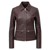 Astrid Damen Lederjacke Lammnappa, Hemdkragen & Regular Fit