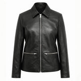 Astrid Damen Lederjacke Lammnappa, Hemdkragen & Regular Fit