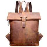 Sandy Small Backpack with Rolltop Teenager Leather Daypack Women Modern