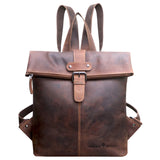 Sandy Small Backpack with Rolltop Teenager Leather Daypack Women Modern