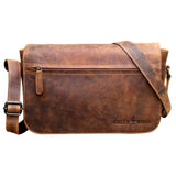 Ema Ledertasche Damen Umhängetasche mit Vielen Fächern Vintage-Look