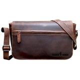 Ema Ledertasche Damen Umhängetasche mit Vielen Fächern Vintage-Look