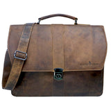 Hagen Leather Briefcase Men Classic Work Bag Women Large