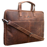 Fred Laptoptasche 13 Zoll Leder mit abnehmbarem Schultergurt Macbook Air Hülle